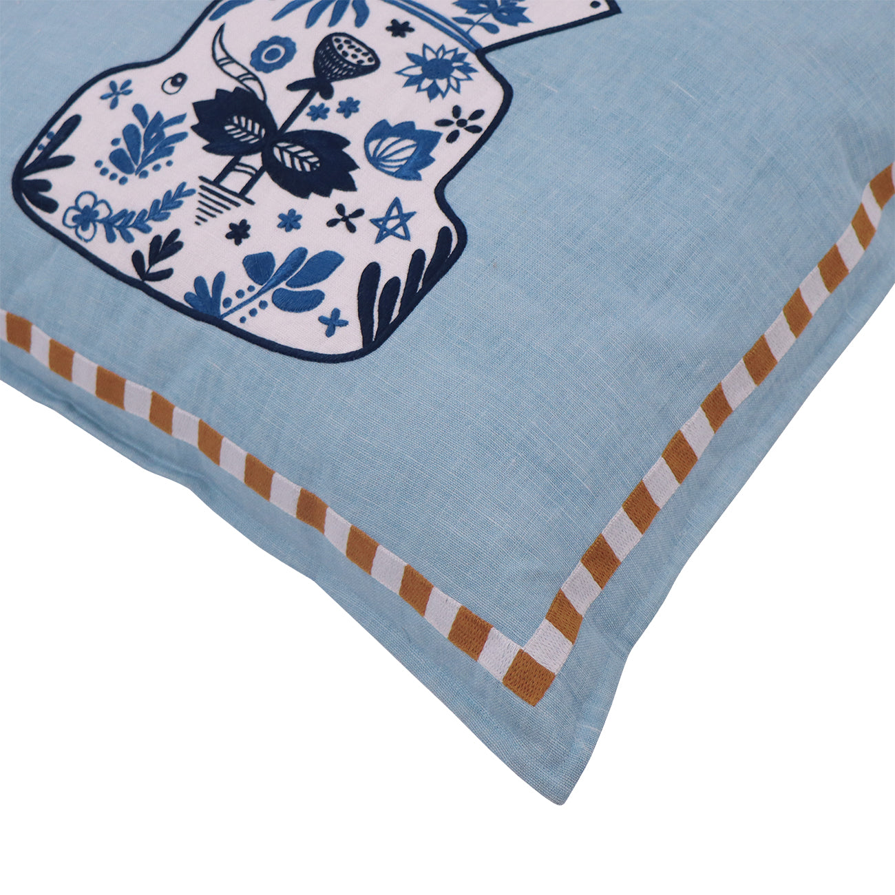 Hand Embroidered Still Life Pillow Cover 20" x 20"