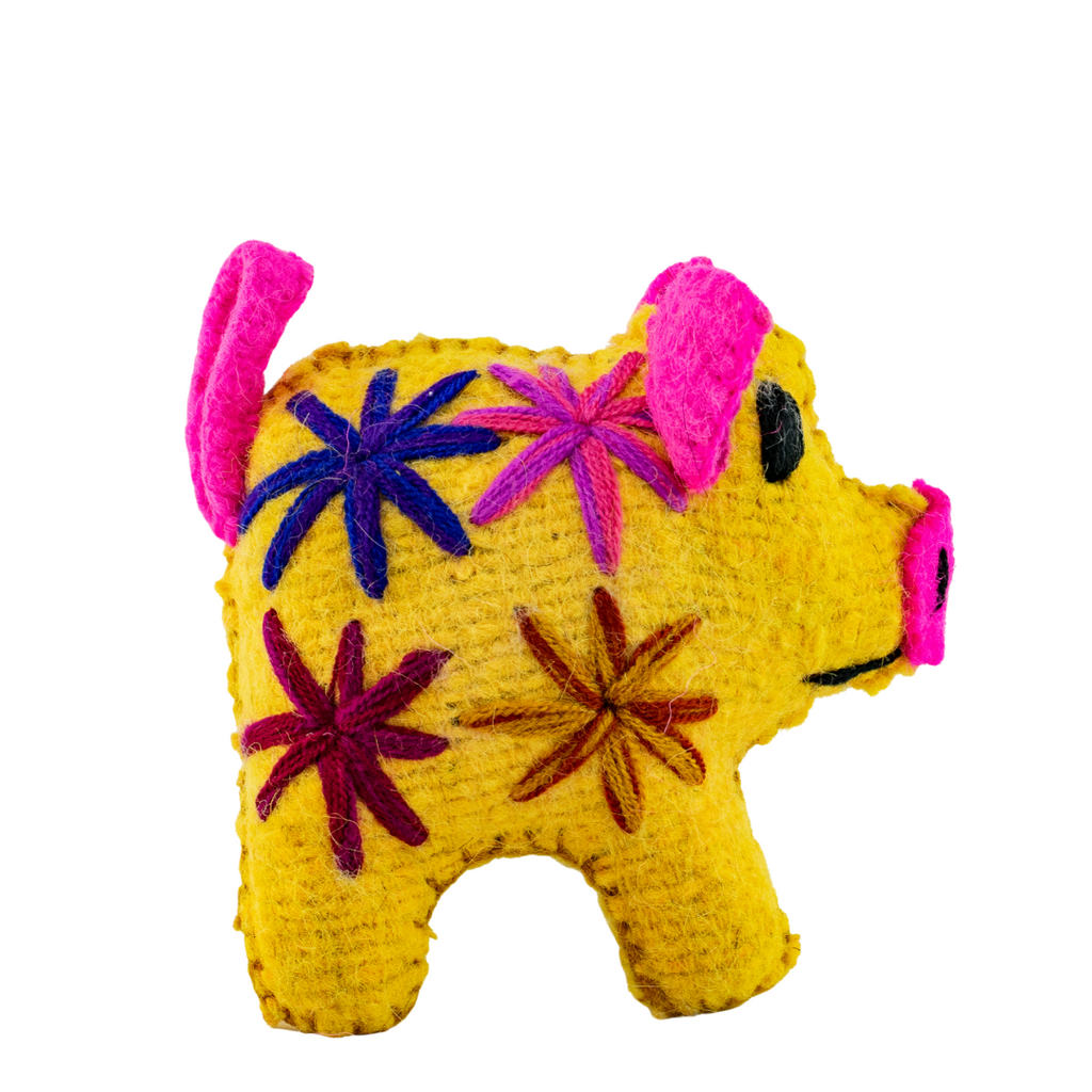 Rosie the Pig: Repurposed Wool Boho Decor - Mexico