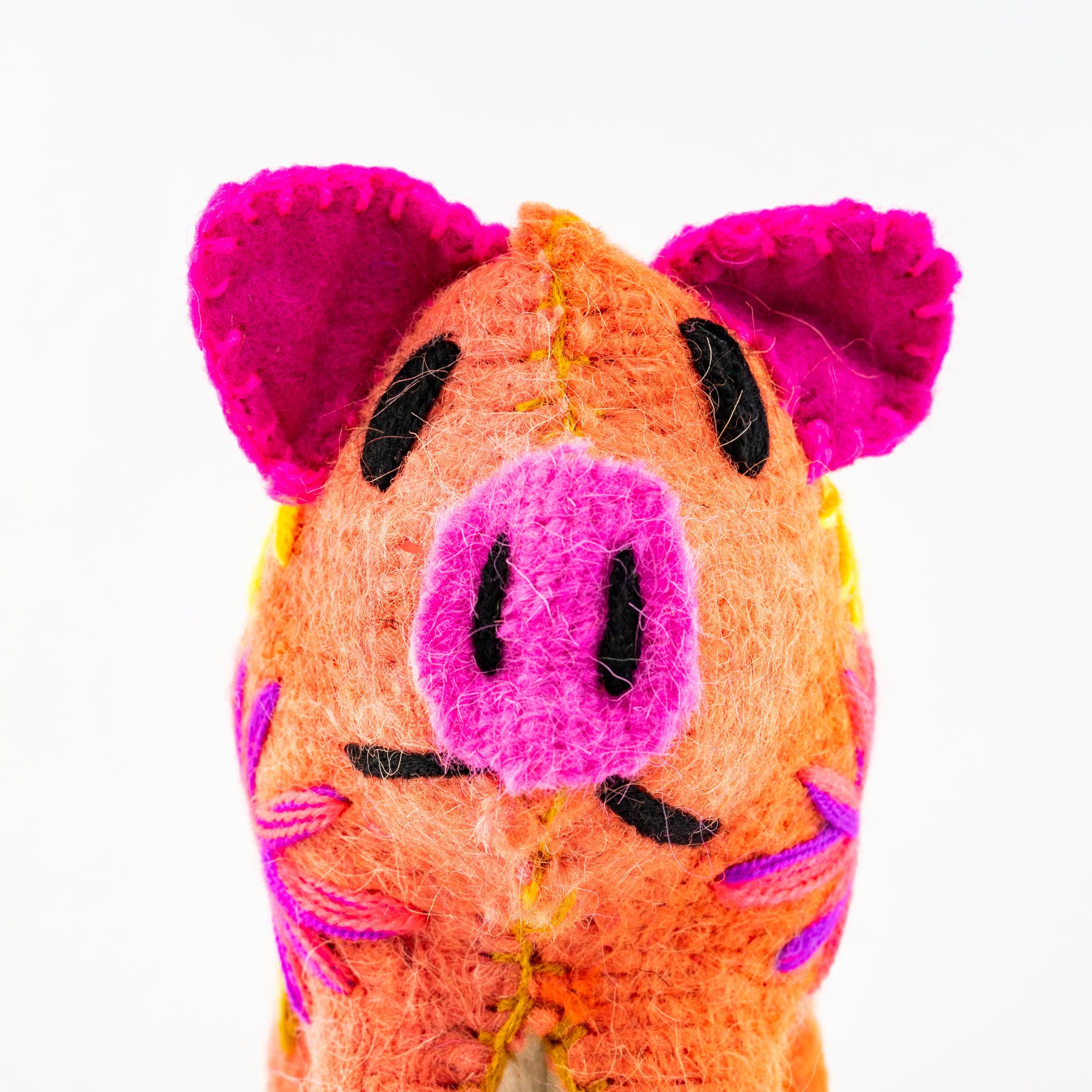 Rosie the Pig: Repurposed Wool Boho Decor - Mexico