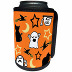 3dRose A magical design of ghosts cats whitch hats and more - Can Cooler Bottle Wrap (cc_353807)