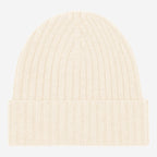 Milano (cream) - Italian 100% cashmere ribbed beanie (unisex)