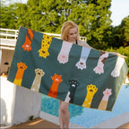 Microfiber Beach Towel | Cat Paws