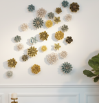 Ceramic Flower Wall Art Succulent Blue 12: Succulent Light Blue