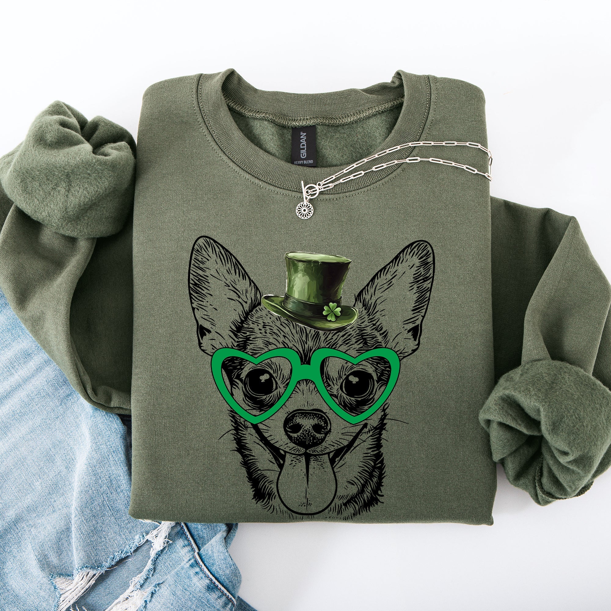 Chihuahua, Adorable Dog, St Patrick's Day, Lucky, Irish Sweatshirt