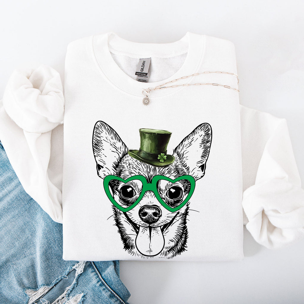 Chihuahua, Adorable Dog, St Patrick's Day, Lucky, Irish Sweatshirt