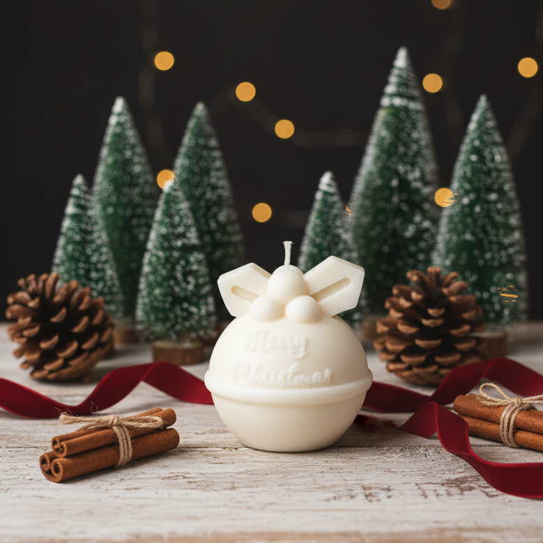 Round Bell Christmas Candle | Holiday Decor
