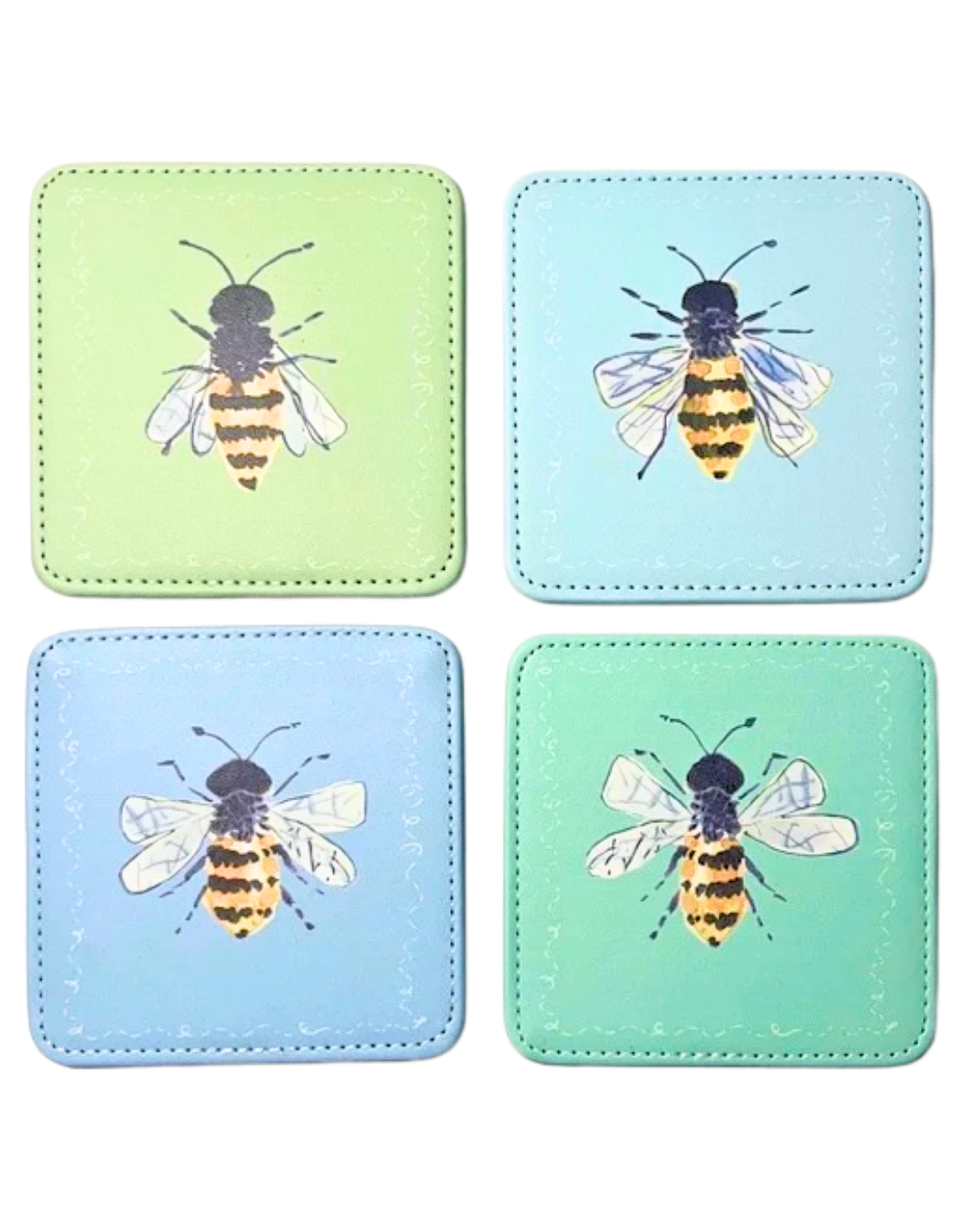 Bee Happy Coasters, Set of 4