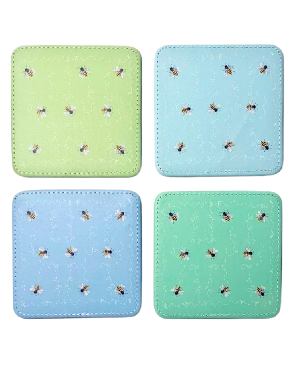 Bee Happy Coasters, Set of 4