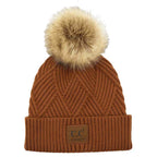C.C Women's Heather Beanie Hat With Pom And Suede Patch