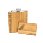 6 oz. Wooden Hip Flask & Matching Credit Card Bottle Opener (2-Piece Flask Set)