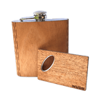 6 oz. Wooden Hip Flask & Matching Credit Card Bottle Opener (2-Piece Flask Set)
