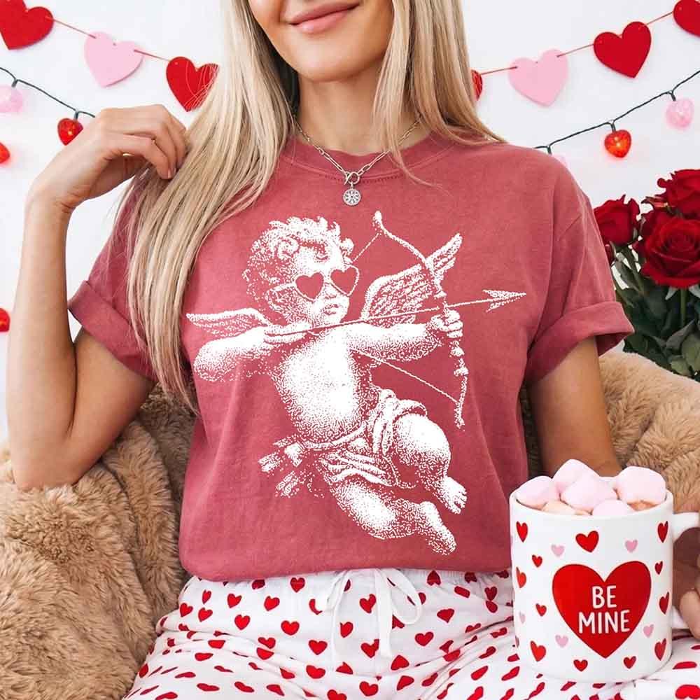 Comfort Colors Halftone Cupid V-Day Tee – Pixel Art Valentine T-shirt