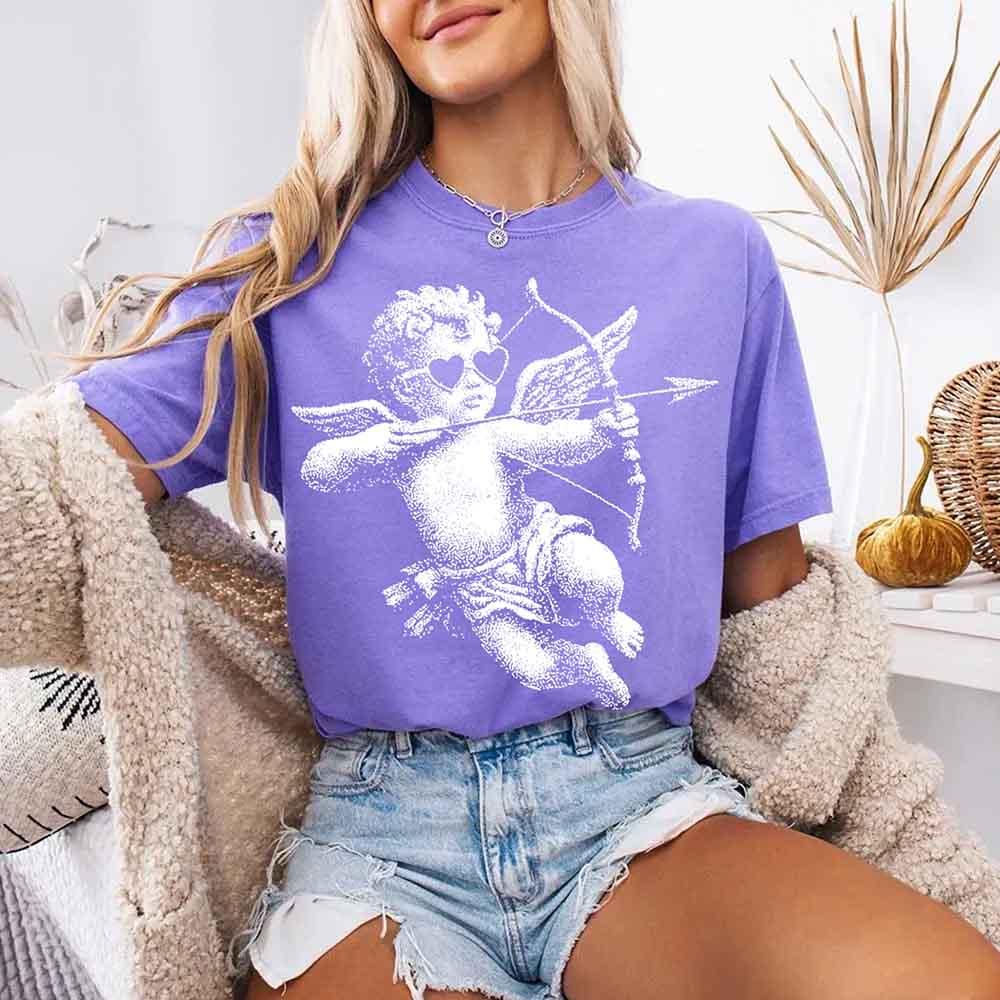 Comfort Colors Halftone Cupid V-Day Tee – Pixel Art Valentine T-shirt