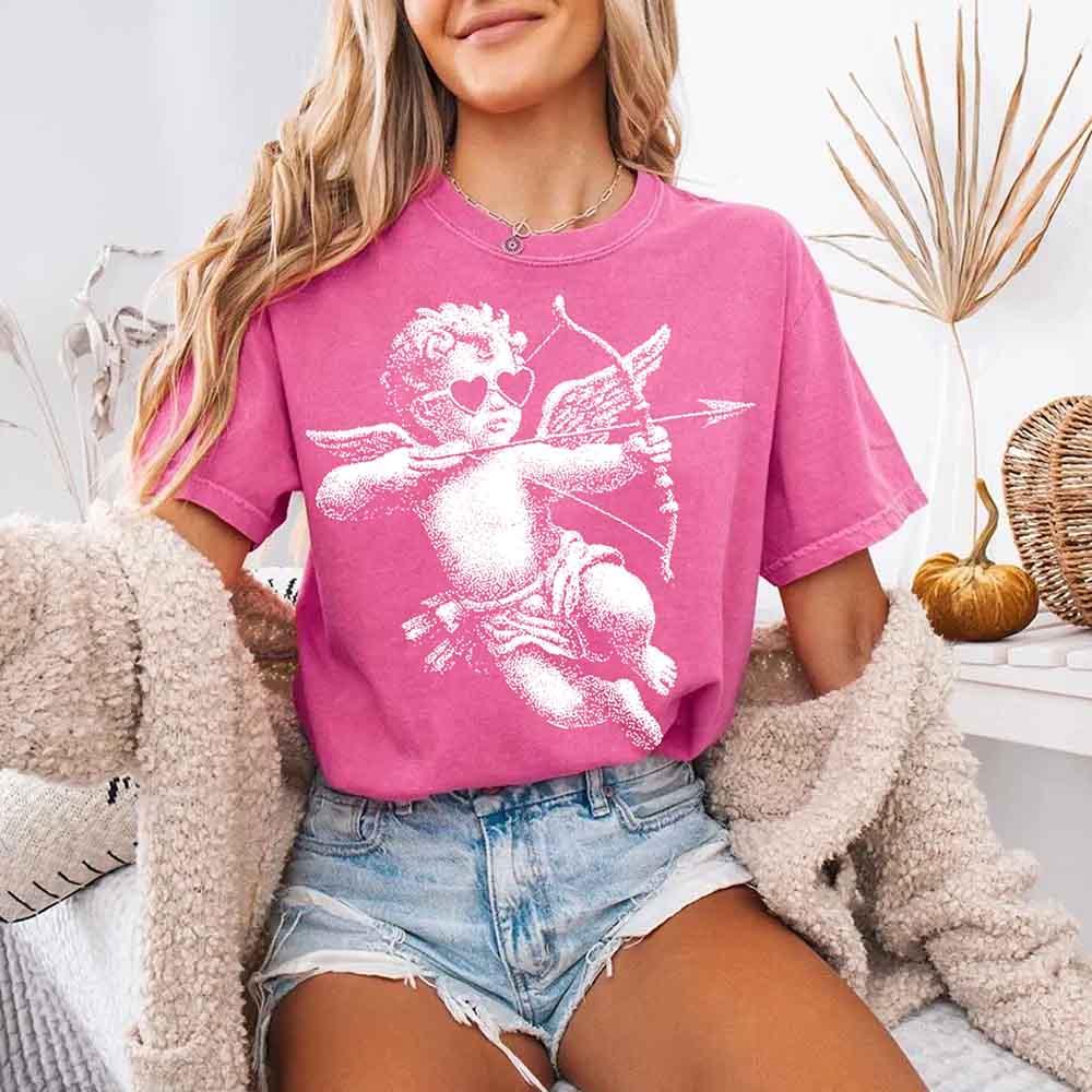 Comfort Colors Halftone Cupid V-Day Tee – Pixel Art Valentine T-shirt