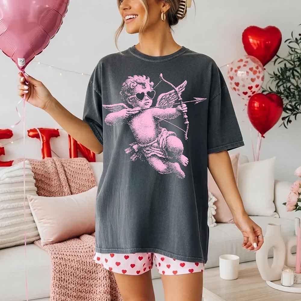 Comfort Colors Halftone Cupid V-Day Tee – Pixel Art Valentine T-shirt
