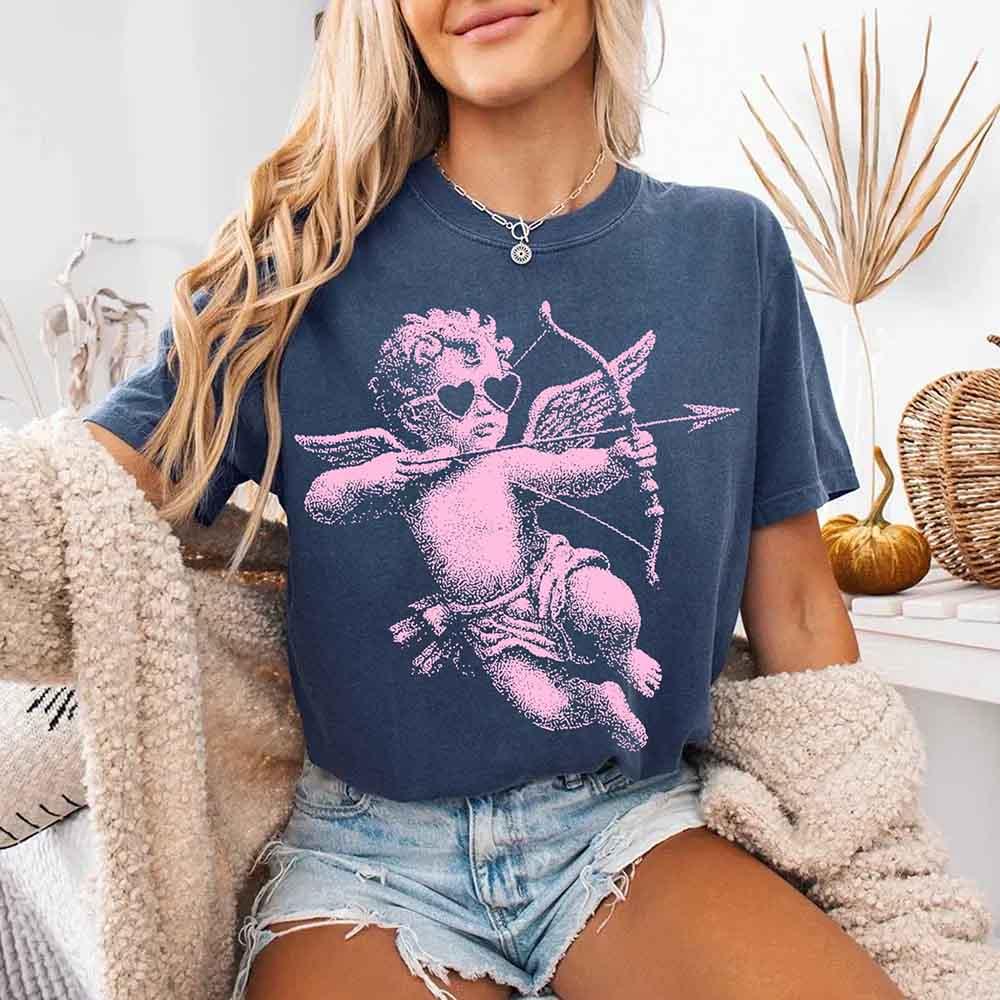 Comfort Colors Halftone Cupid V-Day Tee – Pixel Art Valentine T-shirt