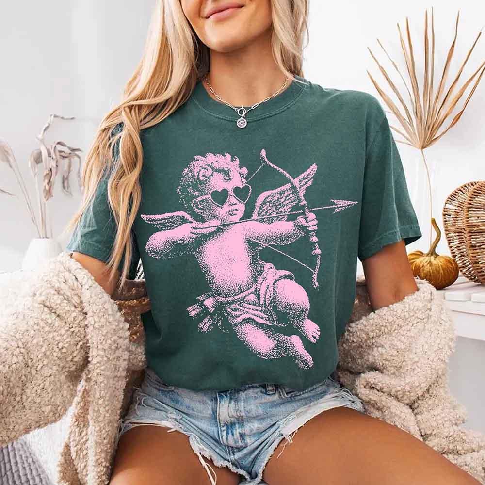 Comfort Colors Halftone Cupid V-Day Tee – Pixel Art Valentine T-shirt