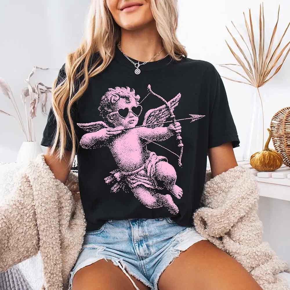 Comfort Colors Halftone Cupid V-Day Tee – Pixel Art Valentine T-shirt