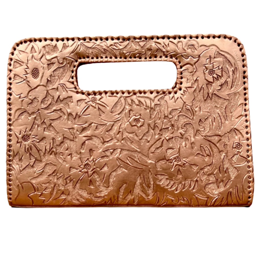 The Claire| Hand-Tooled Leather Statement Clutch