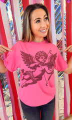 Cupid Valentine Rhinestone Graphic T-Shirt