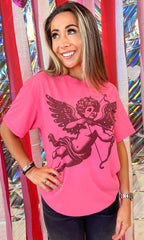 Cupid Valentine Rhinestone Graphic T-Shirt