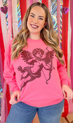Cupid Valentine Rhinestone Graphic Sweatshirt