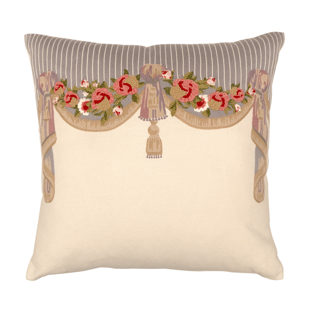 Hand Embroidered Silk Pillow Cover 20" x 20"