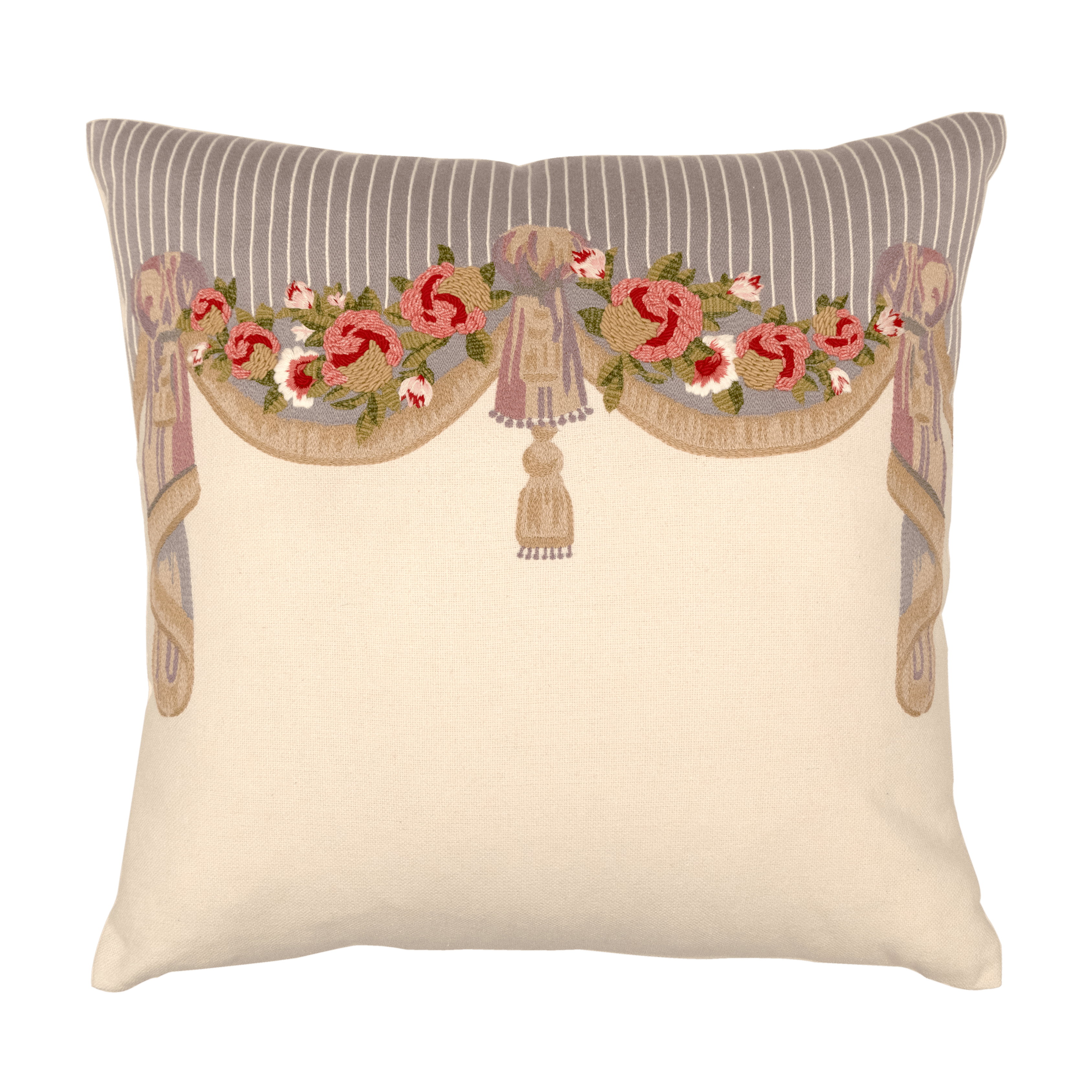 Hand Embroidered Silk Pillow Cover 20" x 20"