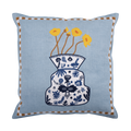 Hand Embroidered Still Life Pillow Cover 20" x 20"