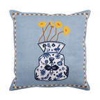 Hand Embroidered Still Life Pillow Cover 20" x 20"