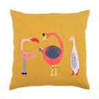 Hand Embroidered Birds Pillow Cover 20" x 20"