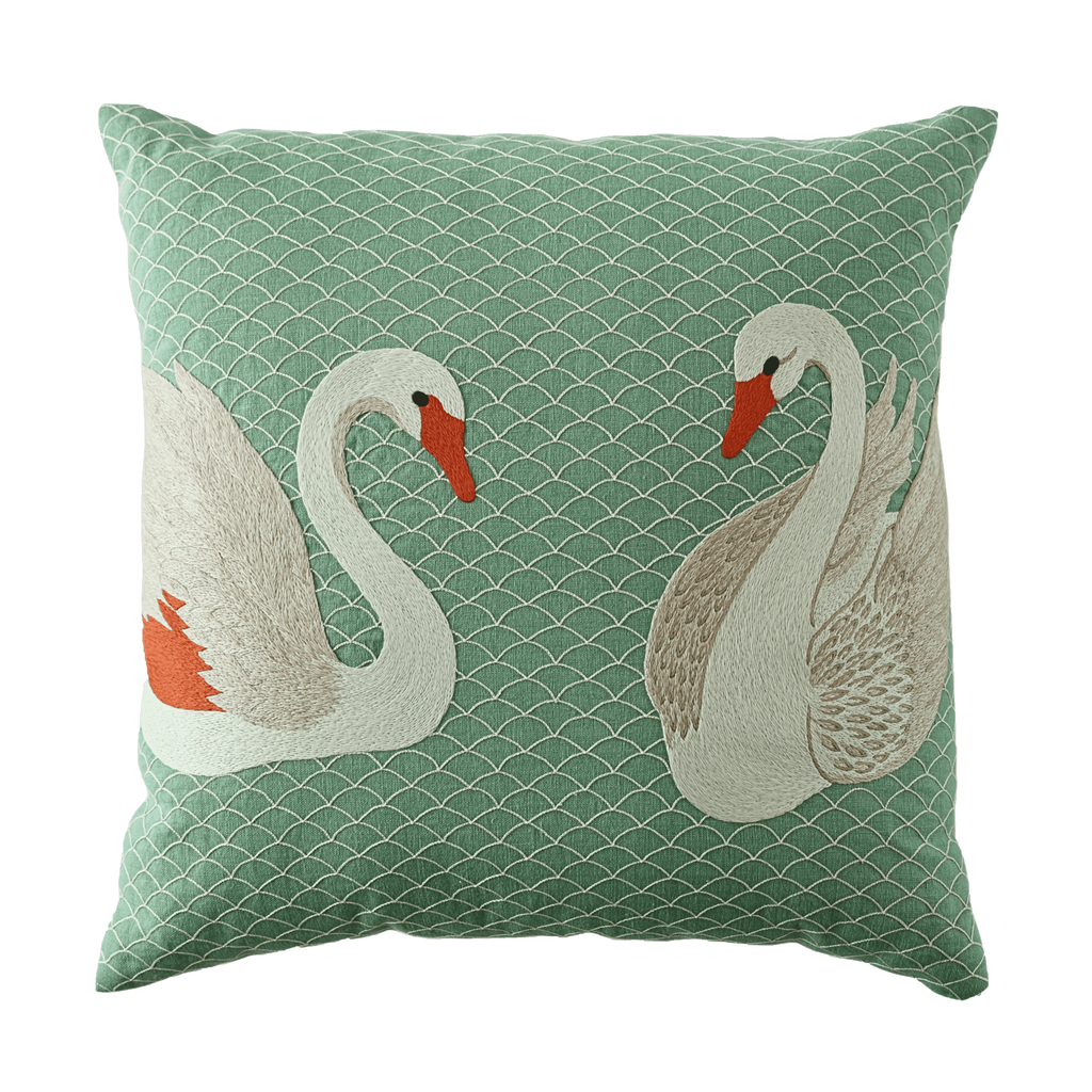 Hand Embroidered Birds Pillow Cover 20" x 20"
