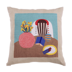 Hand Embroidered Still Life Pillow Cover 20" x 20"