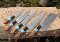 Best Damascus Knife Set – Custom Handmade with 7” Hand-Forged Damascus Steel Blades and Rosewood Resin Handles