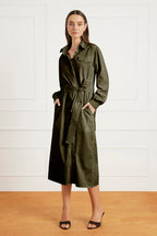 Janey Shirt Dress in Olive Green