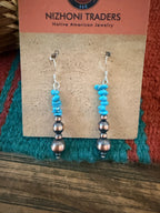 Handcrafted Copper & Turquoise Beaded Dangle Earrings