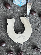 Kimari Somers Hand Stamped Sterling Silver Star Horseshoe Pendant with Brass Accents & Royston Turquoise