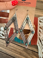 Handmade Sterling Silver & Turquoise Concho Dangle Earrings by Kimari Somers