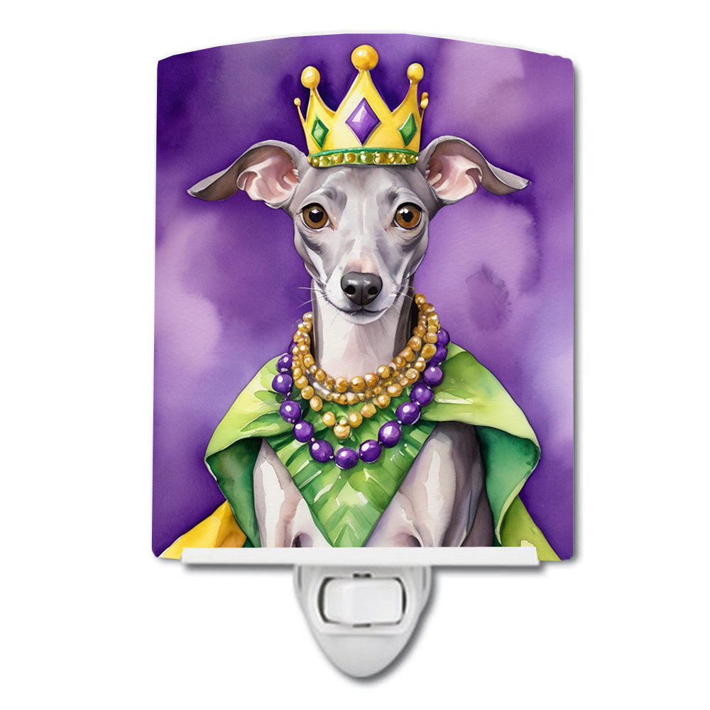 Italian Greyhound King of Mardi Gras Ceramic Night Light