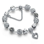Murano Heart Charm Bracelets Made With Crystals