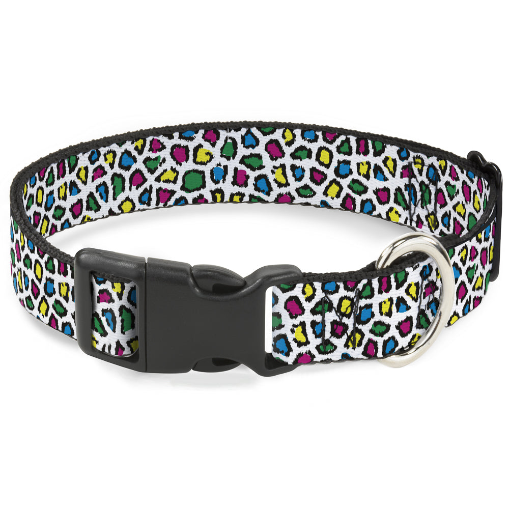 Plastic Clip Collar - Leopard White/Multi Color