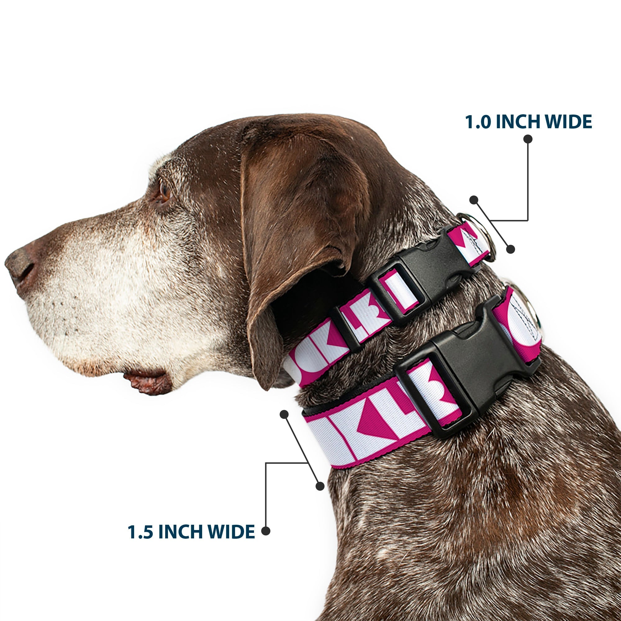 Plastic Clip Collar - BUCKLE-DOWN Shapes Hot Pink/White