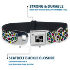 Dog Bone Seatbelt Buckle Collar - Leopard White/Multi Color
