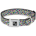 Dog Bone Seatbelt Buckle Collar - Leopard White/Multi Color