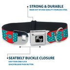 Dog Bone Seatbelt Buckle Collar - BUCKLE-DOWN Shapes Red/Dot Turquoise/White