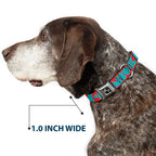 Dog Bone Seatbelt Buckle Collar - BUCKLE-DOWN Shapes Red/Dot Turquoise/White