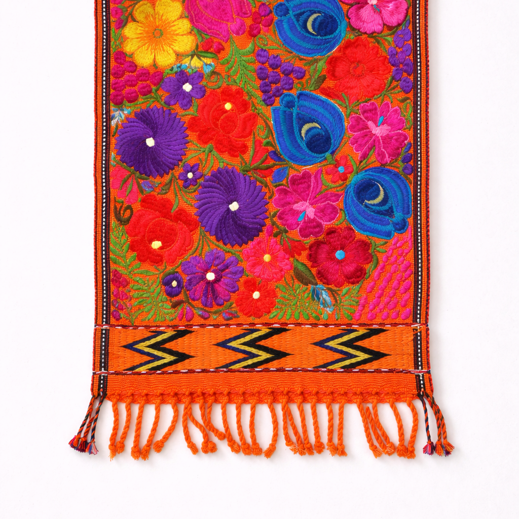 Embroidered Floral Multicolor Table Runner – Fair Trade Guatemalan Textile