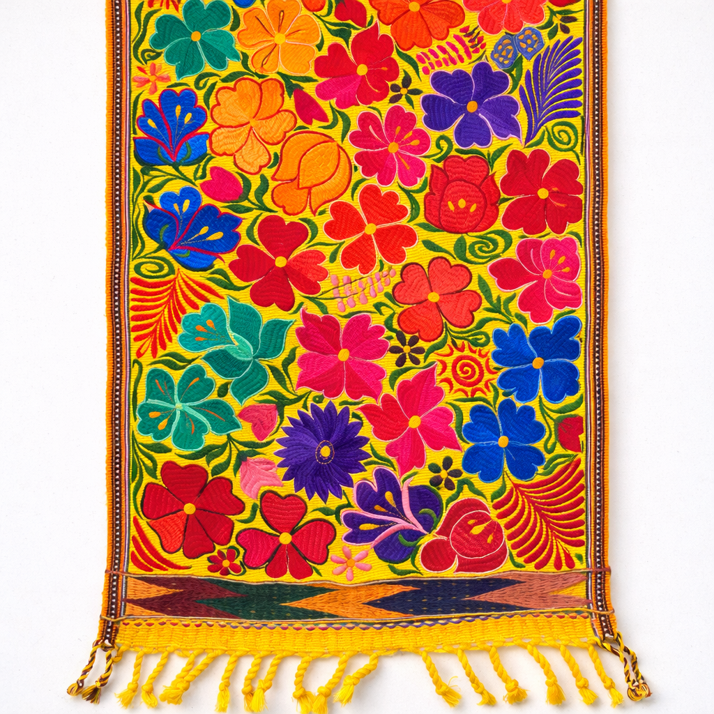 Embroidered Floral Multicolor Table Runner – Fair Trade Guatemalan Textile