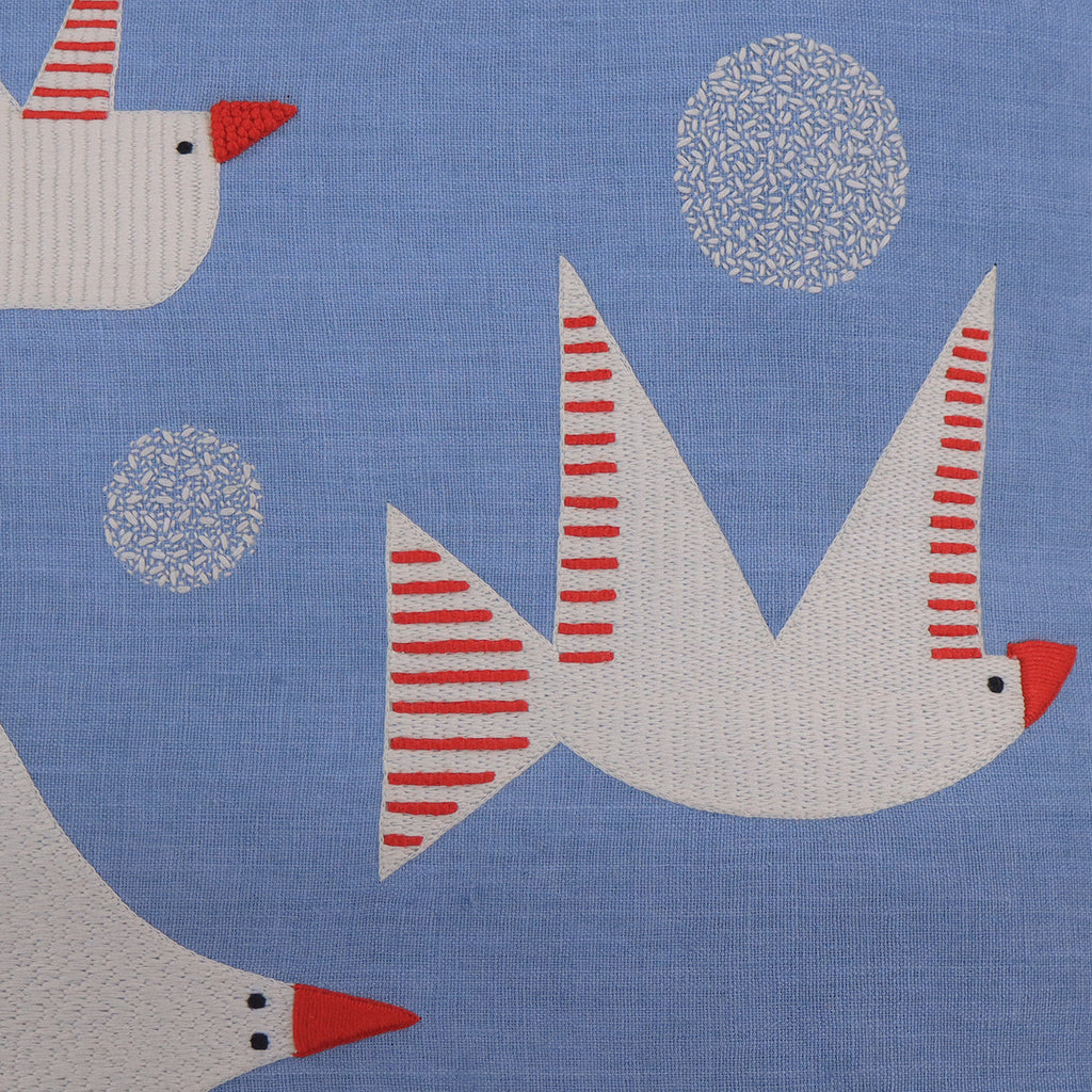 Hand Embroidered Birds Pillow Cover 20" x 20"