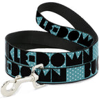 Dog Leash - BUCKLE-DOWN Shapes Dot Turquoise/White/Black